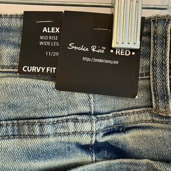 Smoke Rise Red Jeans Size 11/29 Blue Denim Acid Wash High Rise Flare Curvy Fit - Picture 9 of 14